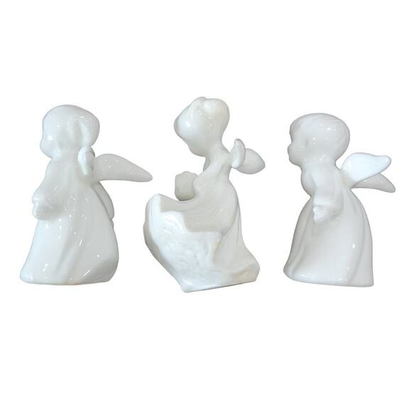 Vintage 1981 George Good Taiwan‎ Porcelain Angels Set of 3 White - Picture 5 of 6